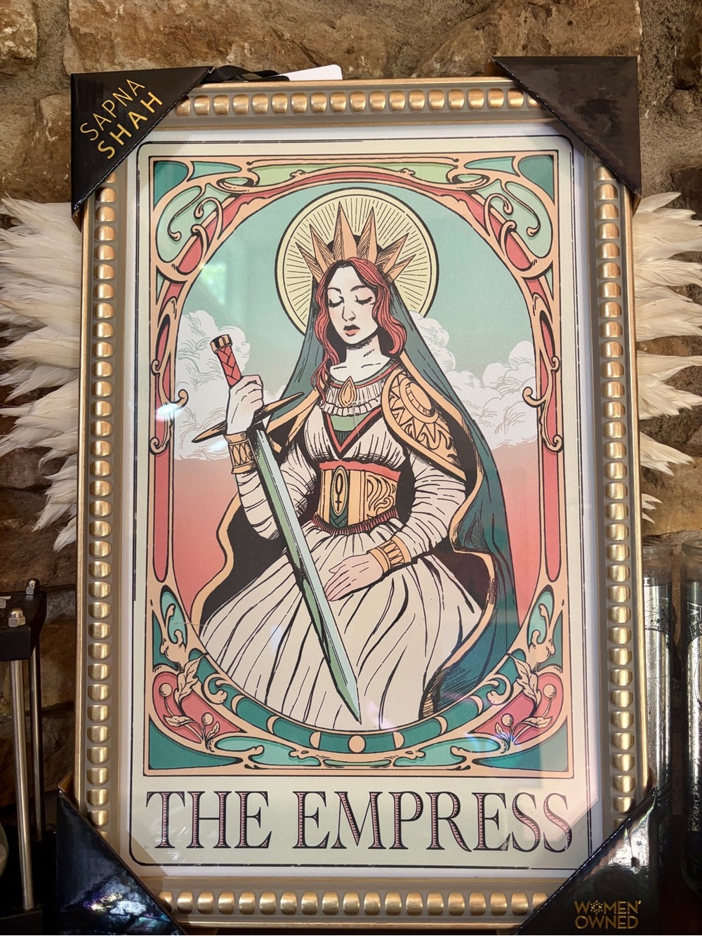 NWT "The Empress" Tarot Card Framed Wall Art by Sapna Shah 12” x 18”